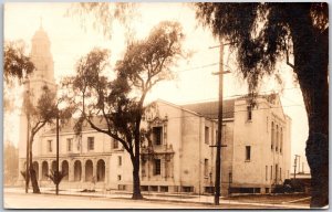 Church Parish Trees Outside Religious Building Real Photo RPPC Postcard