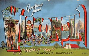 LPS51 WISCONSIN LARGE BIG Letter Postcard