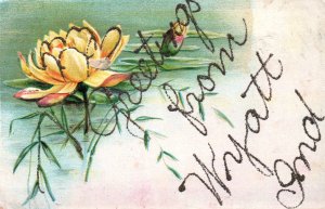 Wyatt, Indiana - Floral Greetings from Wyatt, Indiana - Embossed & Glittered -