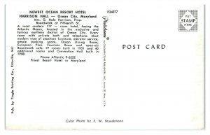 1950s/60s Harrison Hall Hotel, Ocean City, MD Postcard *6J7