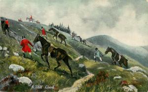 Vintage Postcard English Fox Hunt Series 1173 A Stiff Climb