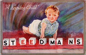 Steedmans Advertising 'A Knowing Child' Wooden Blocks Unused Postcard G70