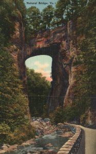 Vintage Postcard 1930's Night Illumination Natural Bridge Virginia VA