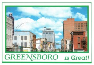 VINTAGE CONTINENTAL SIZE POSTCARD GREENE STREET VIEW GREENSBORO NORTH CAROLINA