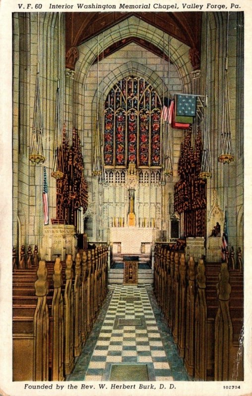 Pennsylvania Valley Forge Washington Memorial Chapel Interior Curteich