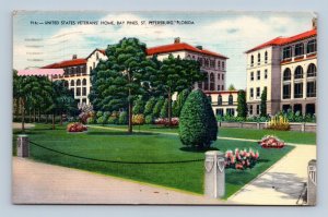United States Veterans Home Bay Pines St Petersburg  FL Linen Postcard M2