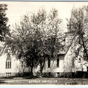 c1910s Battle Creek, IA RPPC Church Chapel Building Real Photo PC A107