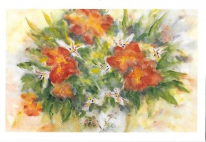 Watercolor of Flowers by Jane Seymour 1995 on Private Issue Discover Card