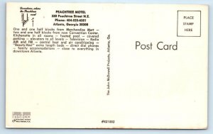 ATLANTA, GA Georgia ~ Roadside PEACHTREE MOTEL c1960s  Postcard