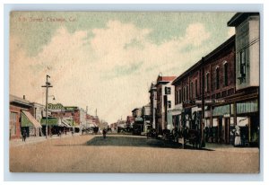 c1910 Downtown Signs Coalinga, CA. Postcard P172E