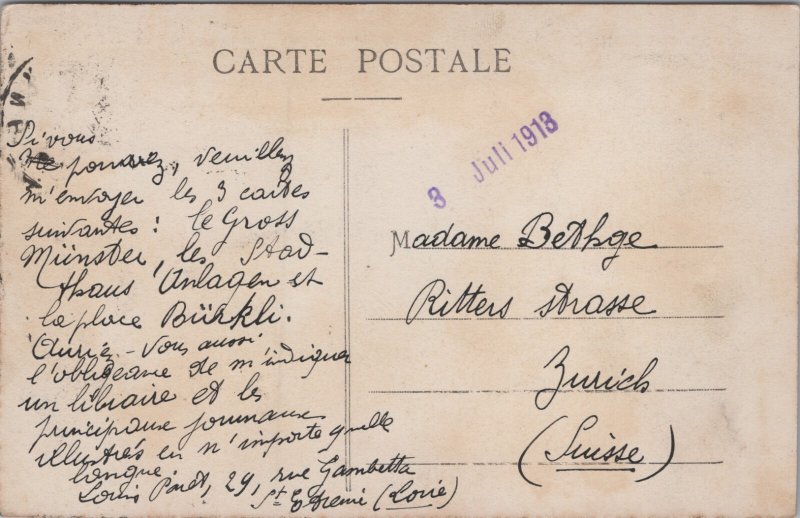 France Saint-Étienne Préfecture et Hôtel des Postes Vintage Postcard C376