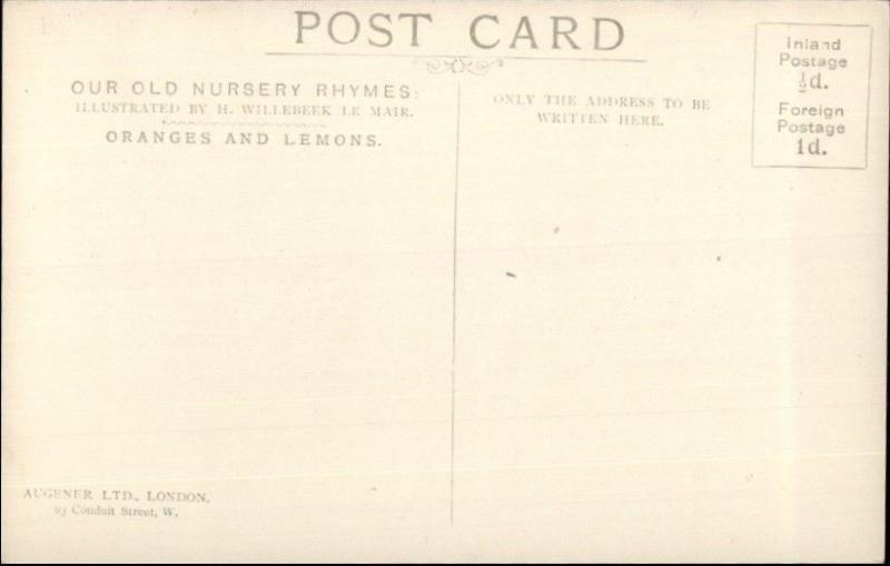 H Willebeek Le Mair ORANGES & LEMONS Nursery Rhyme c1910 Postcard