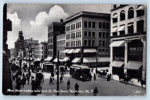 Rochester New York NY Postcard Main Street Looking West From St. Paul St. c1920s