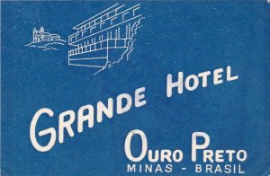 Brasil Minas Ouro Preto Grande Hotel Vintage Luggage Label sk3208