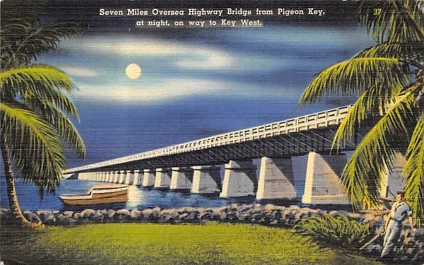 Highway Bridge from Pigeon Key, at night Misc, Florida