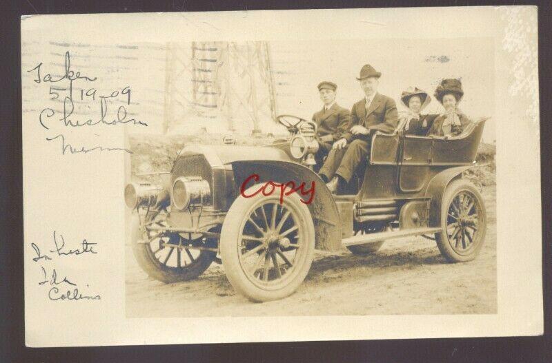 RPPC CHISHOLM MINNESOTA ANTIQUE BRASS ERA AUTOMOBILE CAR REAL PHOTO POSTCARD