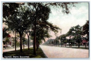 1910 Grand Boulevard Street Scene Chicago Illinois IL Posted Vintage Postcard