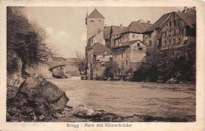 BRUGG SWITZERLAND AARE MIT ROMERBRUCKE PHOTOGLOB EDITION POSTCARD c1915