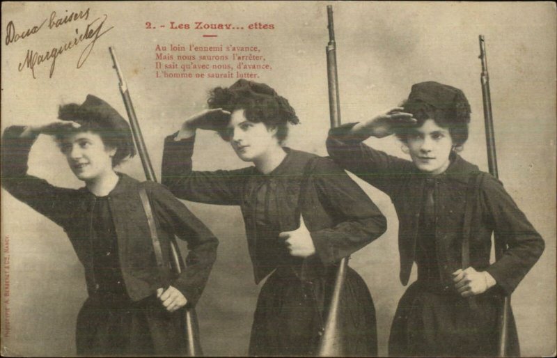 Women & Guns LES ZOUAVE ETTES 1903 Used French Postcard