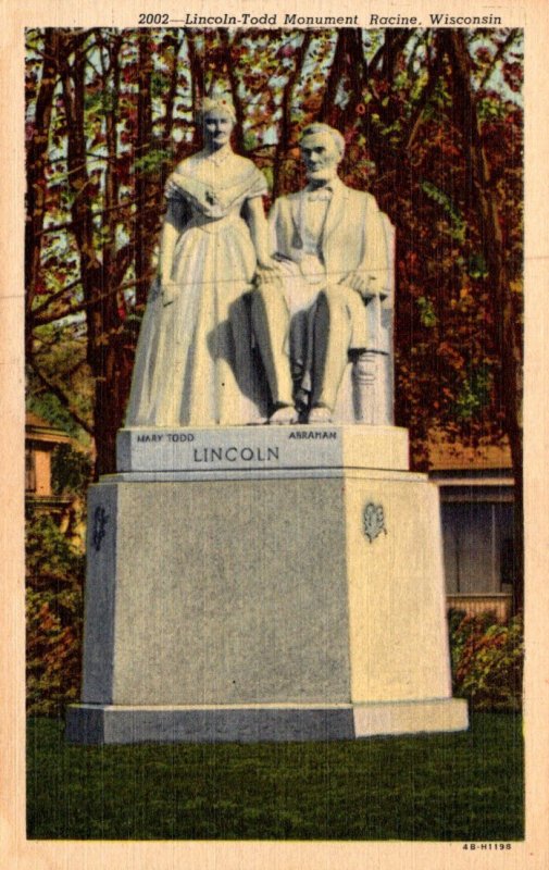 Wisconsin Racine East Park Abraham Lincoln-Mary Todd Lincoln Monument Curteich