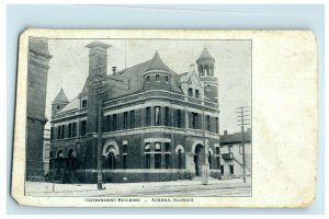 c1905 Government Building Aurora Illinois IL Extremely Thick Postcard 