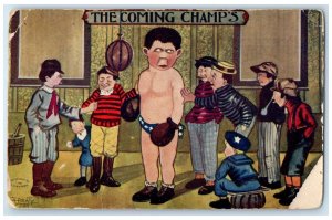 1909 The Coming Champ's Boxing Thorpe Iowa IA DPO Posted Antique Postcard