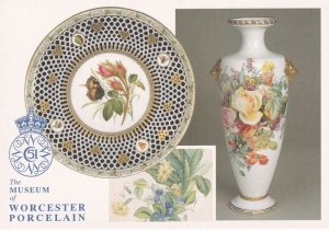 Royal Worcester Victorian Vase Flower Painting Postcard