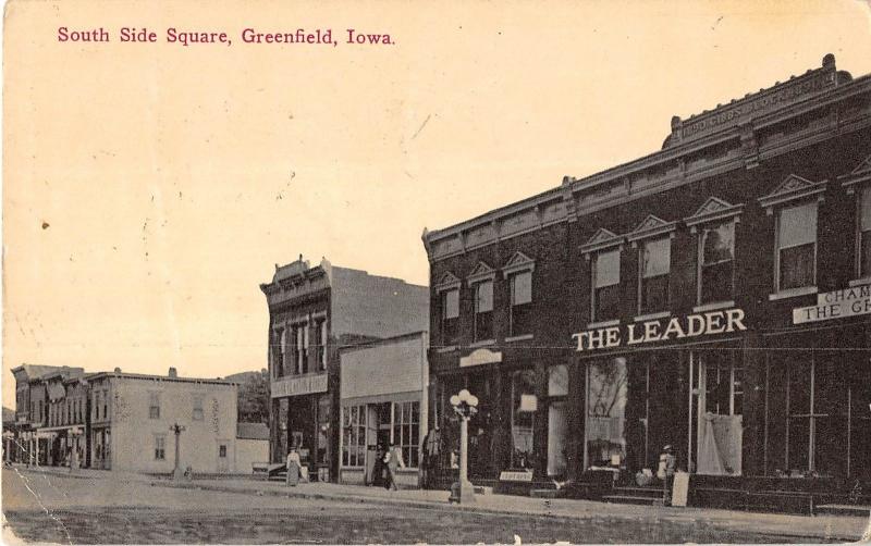 Greenfield Iowa South Side Square General View Antique Postcard V15887