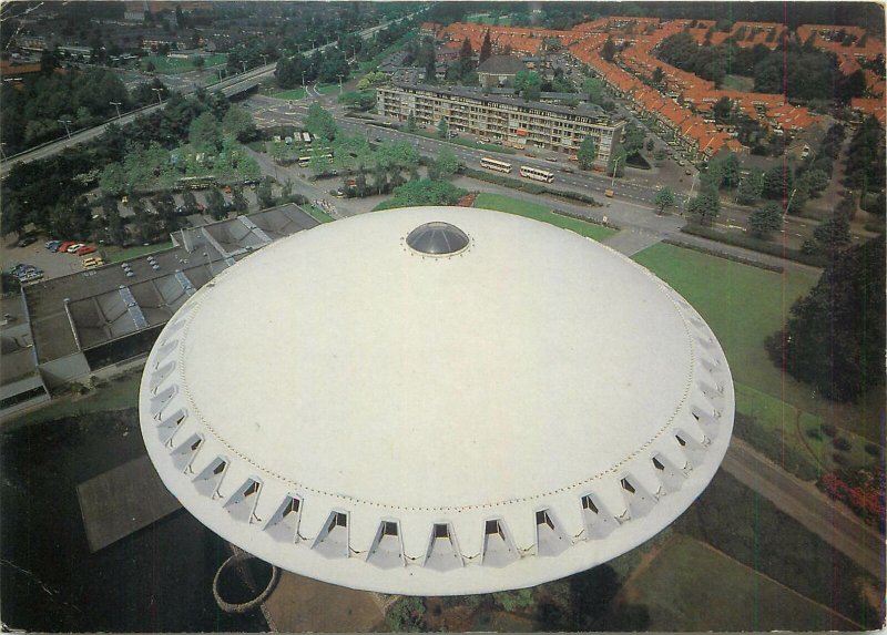 Postcard Netherlands Eindhoven Evoluon city panorama