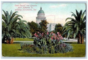 1910 State Capitol Grounds Fifteenth St Entrance Sacramento California Postcard