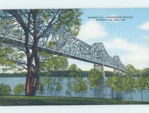 Unused Linen BRIDGE SCENE Evansville Indiana IN H8014@