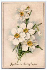 1918 Happy Easter White Flowers Richlandtown Pennsylvania PA Antique Postcard 