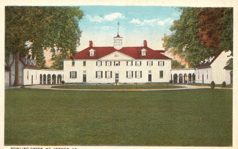 Vintage Postcard 1920s Washington's Mansion Bowling Green Mt. Vernon Virginia VA