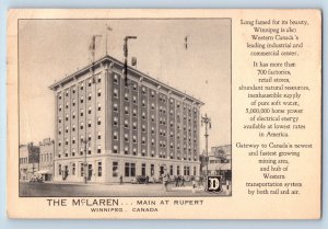 Winnipeg Manitoba Canada Postcard The McLaren Main at Rupert 1941 Posted