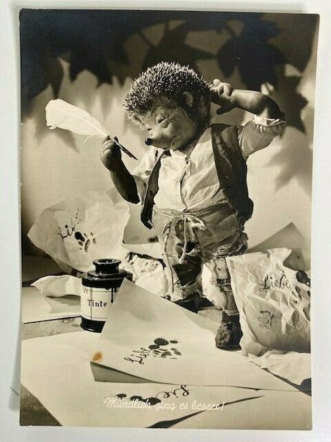 Mecki Hedgehog 1960s Diehl Film Germany Hedgehog with Fountain Pen