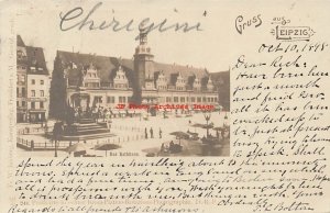 Germany, Leipzig, RPPC, Das Rathaus, 1898 PM, Fredrich Juxberg No 246