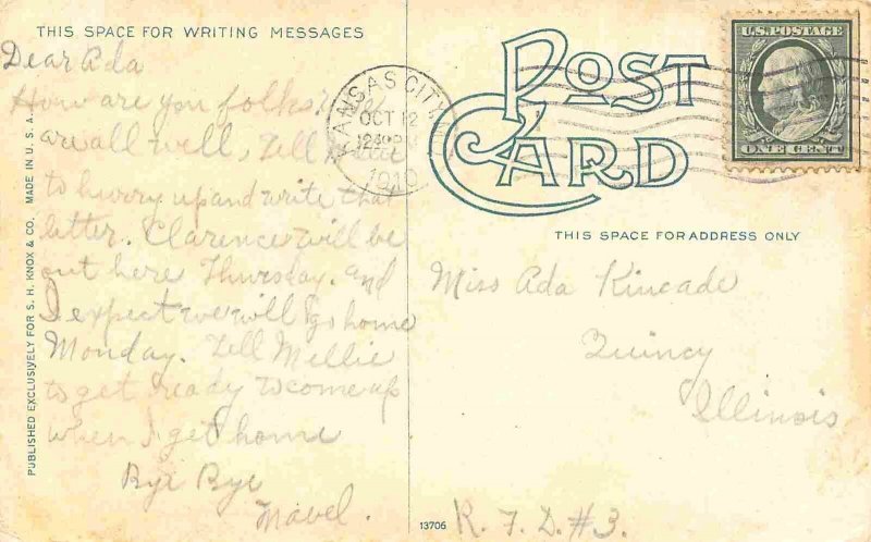 Calvary Baptist Church Kansas City Missouri 1910 postcard