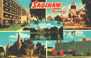 USA Saginaw Michigan Multiview Chrome Postcard 04.05