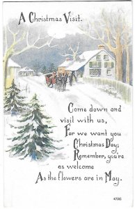 Come Down & Visit With Us For We Want You Christmas Day Winter Scene