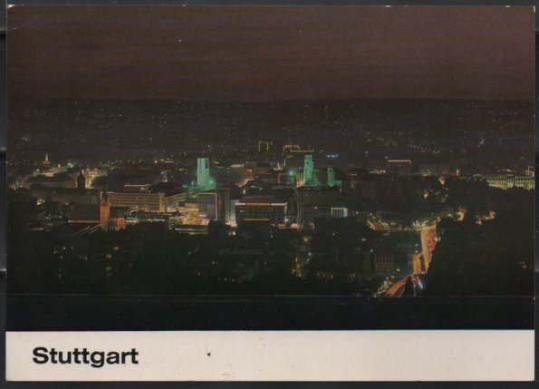 Post Card Stuttgart Germany  at night