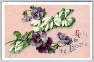 Holy Be Thy Easter, Flowers, Vintage International Art Pub Greetings Postcard