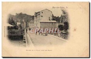 Bar Sur Seine Old Postcard Entrance of the city near bridges