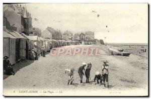 Old Postcard Saint Aubin Beach Children