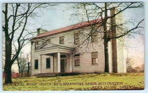 ROCK ISLAND ARSENAL, IL ~ Historic Home COL. GEORGE DAVENPORT c1910s Postcard