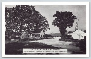 Mountain Home Arkansas~Oak Court~Roadside Motel~Neon Sign~1950s B&W Postcard