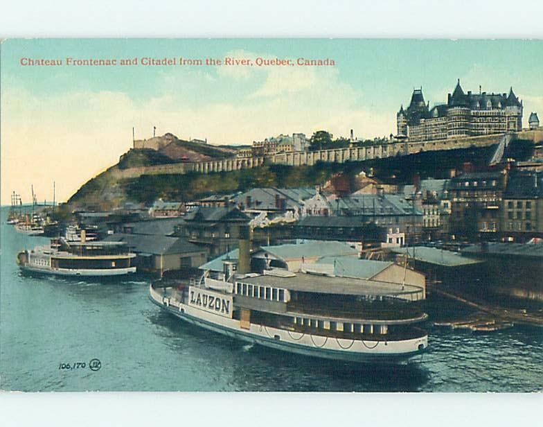 Unused Divided-Back LAUZON BOAT AT CHATEAU FRONTENAC Quebec City QC B1817