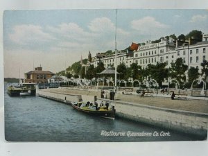 Westbourne Queenstown Co Cork Vintage Antique Postcard Queens Hotel Steamboat