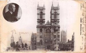 LONDON UK WESTMINSTER ABBEY DEAN ARMITAGE ROBINSON PHOTO POSTCARD 1907 PSTMK