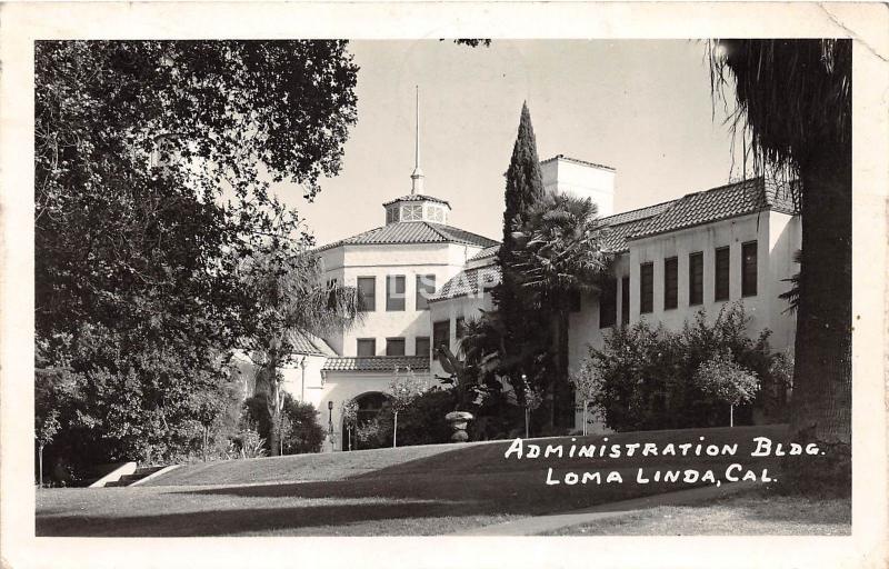 C44/ Loma Linda California Ca Postcard Real Photo RPPC 1952 Admin Building