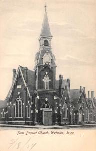 Waterloo Iowa birds eye view First Baptist Church antique pc Y11519 